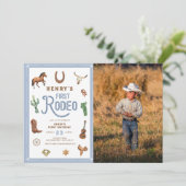 ウエスタンファースト誕生日ロデオ男の赤ちゃん招待状 招待状 (スタンド正面)