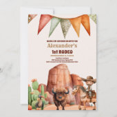 ウエスタンファースト誕生日ロデオ男の赤ちゃん 招待状 (正面)
