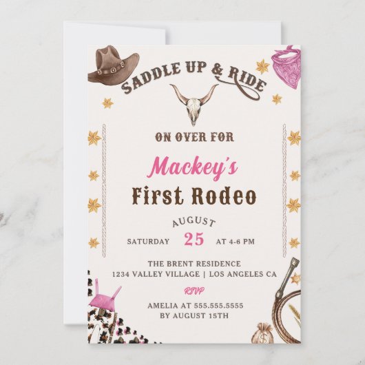 ウエスタンファースト誕生日ロデオ 招待状 (正面)