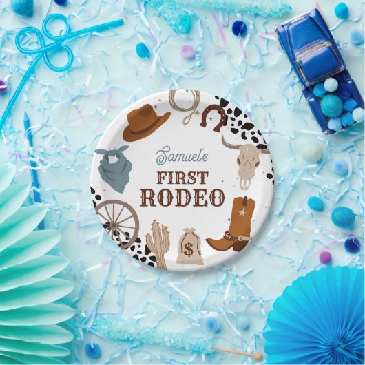 ウエスタンファースト・ロデオ・ワイルドウェスト・ボーイ・ファースト誕生日 ペーパープレート (パーティー)