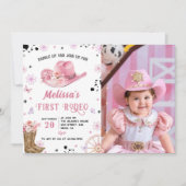 ウエスタンファーストRodeoワイルドウエスト女性のカーボーイ誕生日 招待状 (正面)