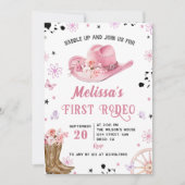 ウエスタンファーストRodeoワイルドウエスト女性のカーボーイ誕生日 招待状 (正面)