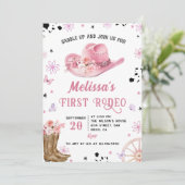 ウエスタンファーストRodeoワイルドウエスト女性のカーボーイ誕生日 招待状 (スタンド正面)