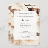 ウエスタンファームアニマルハイランドカウズ誕生日 招待状 (正面/裏面)