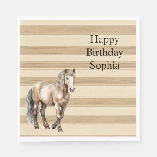 ウエスタンファームクリーストライプム誕生日 スタンダードランチョンナプキン (正面)