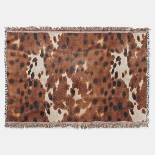 ウエスタンファームブラウンクリームコウィド スローブランケット (正面)