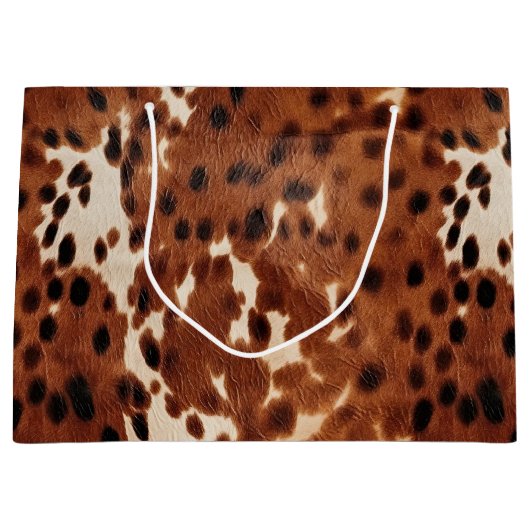 ウエスタンファームブラウンクリームコウィド ラージペーパーバッグ (正面)