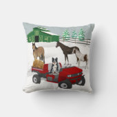 ウエスタンファームホースランチレッドATV犬と納屋 クッション (正面)