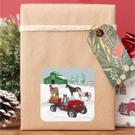 ウエスタンファームホースランチレッドATV犬と納屋 スクエアシール