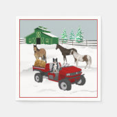 ウエスタンファームホースランチレッドATV犬と納屋 スタンダードカクテルナプキン (正面)