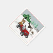 ウエスタンファームホースランチレッドATV犬と納屋 スタンダードカクテルナプキン (角)