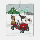 ウエスタンファームホースランチレッドATV犬と納屋 セラミックオーナメント (左)