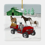 ウエスタンファームホースランチレッドATV犬と納屋 セラミックオーナメント (裏面)