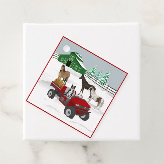 ウエスタンファームホースランチレッドATV犬と納屋 フェイバータグ (インサイチュ)