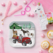 ウエスタンファームホースランチレッドATV犬と納屋 ペーパープレート (パーティー)