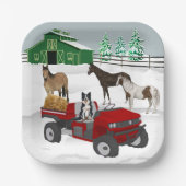ウエスタンファームホースランチレッドATV犬と納屋 ペーパープレート (正面)