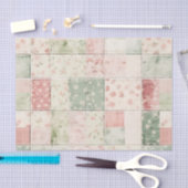 ウエスタンファームミントピンクフローラキルトパターン 薄葉紙 (クラフト)