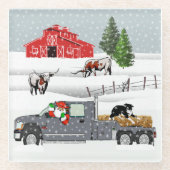 ウエスタンファームランチサンタキャトルアンドドッグ ガラスコースター (正面)