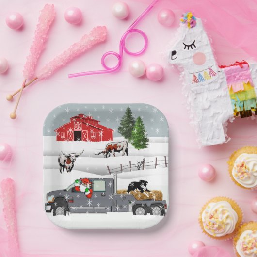 ウエスタンファームランチサンタキャトルアンドドッグ ペーパープレート (パーティー)