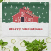 ウエスタンファームランチレッドバーンクリスマス キッチンタオル (折り畳み)