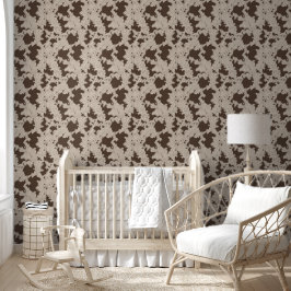 ウエスタンフェイクカウズプリントブラウンアンドクリーム 壁紙