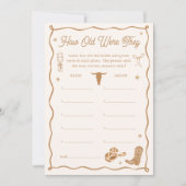 ウエスタンブライダルシャワー年齢推測ゲームカード 招待状 (正面)