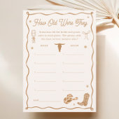 ウエスタンブライダルシャワー年齢推測ゲームカード 招待状