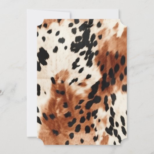 ウエスタンブラウンクリームアニマル女性のカーボーイ牛革 招待状 (裏面)