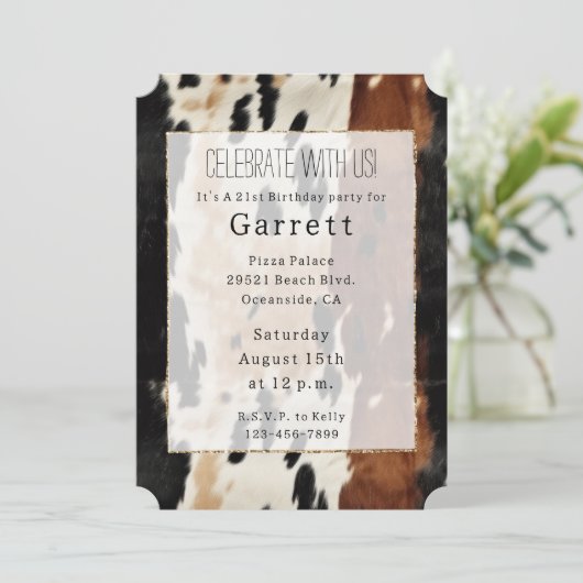 ウエスタンブラウンクリームコウィドカウボーイ女性のカーボーイ 招待状 (スタンド正面)