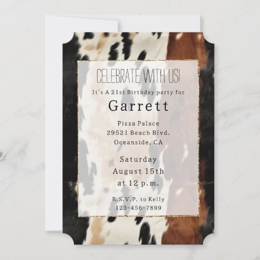 ウエスタンブラウンクリームコウィドカウボーイ女性のカーボーイ 招待状 (正面)