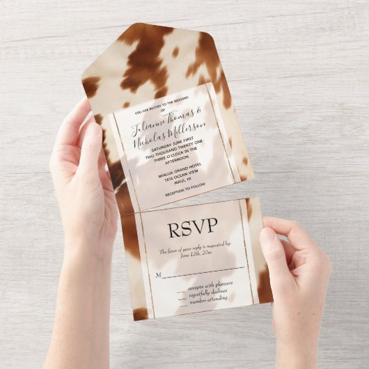 ウエスタンブラウンクリームコウィド オールインワン招待状 (貼ってはがせる)