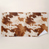 ウエスタンブラウンクリームコウィド ビーチタオル (正面)