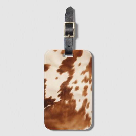 ウエスタンブラウンクリームコウィド ラゲッジタグ (正面縦)