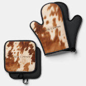 ウエスタンブラウンクリームコウィド 鍋つかみ&鍋敷きセット (正面/裏面)