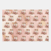 ウエスタンブラウンクリームフローラ女性のカーボーイブーツ ラッピングペーパーシート (正面2)