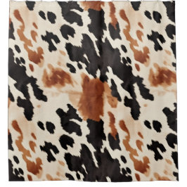 ウエスタンブラウンクリーム動物牛革 シャワーカーテン