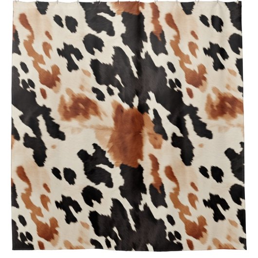 ウエスタンブラウンクリーム動物牛革 シャワーカーテン (正面)