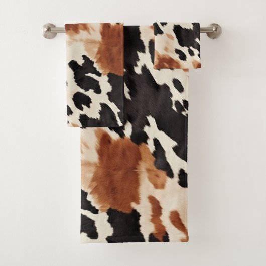 ウエスタンブラウンクリーム動物牛革 バスタオルセット (インサイチュ)