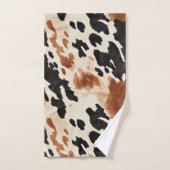 ウエスタンブラウンクリーム動物牛革 バスタオルセット (ハンドタオル)