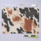 ウエスタンブラウンクリーム動物牛革 薄葉紙 (クラフト)