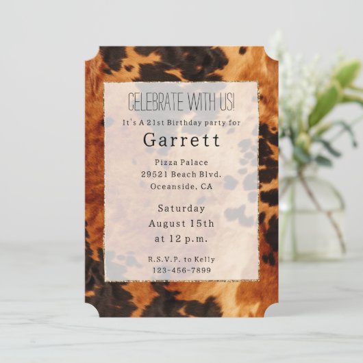 ウエスタンブラウンコウィドカウボーイ女性のカーボーイ 招待状 (スタンド正面)