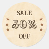 ウエスタンブラウンストアプロモーション販売シール ラウンドシール (正面)