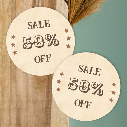 ウエスタンブラウンストアプロモーション販売シール ラウンドシール