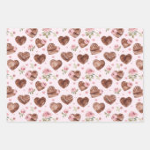 ウエスタンブラウンピンク女性のカーボーイハッツハート誕生日 ラッピングペーパーシート (正面2)