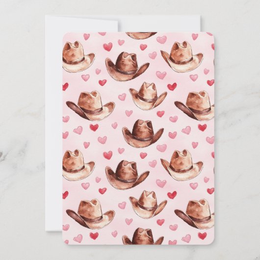 ウエスタンブラウンピンク女性のカーボーイハッツハート誕生日 招待状 (裏面)