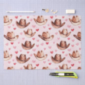 ウエスタンブラウンピンク女性のカーボーイハッツハート誕生日 薄葉紙 (クラフト)