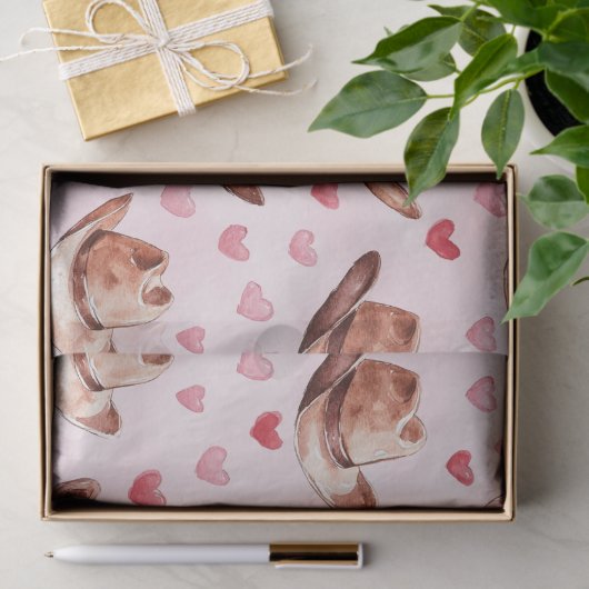 ウエスタンブラウンピンク女性のカーボーイハッツハート誕生日 薄葉紙 (ギフト)