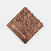 ウエスタンブラウンフェイクレザーフローラ スタンダードランチョンナプキン (角)