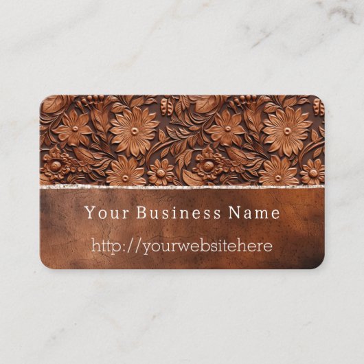 ウエスタンブラウンフェイクレザーフローラ 名刺 (正面)