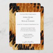 ウエスタンブラウンブラックカウズアニマルプリント結婚ズ 招待状 (正面/裏面)